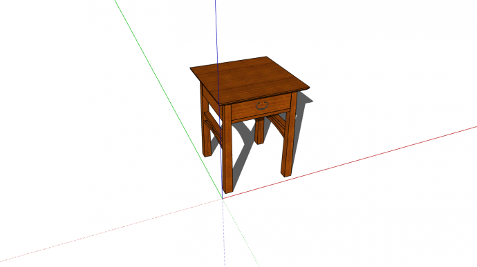 木制正方形带抽屉桌子su模型_图1