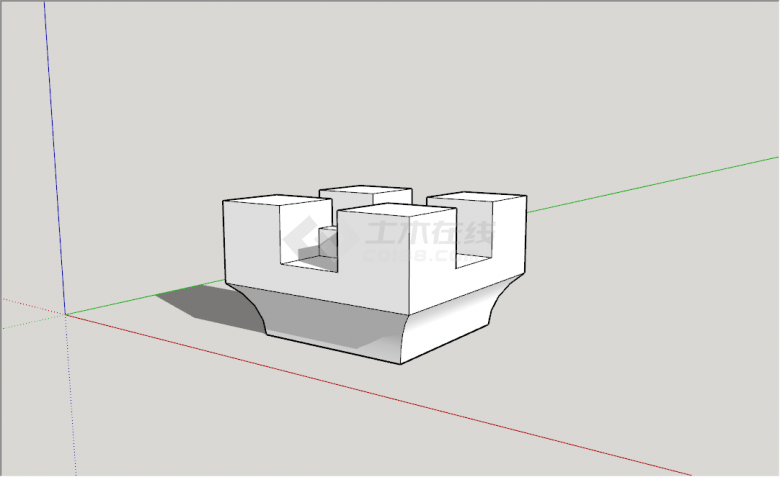 中式正方形简单造型斗拱组件su模型-图二