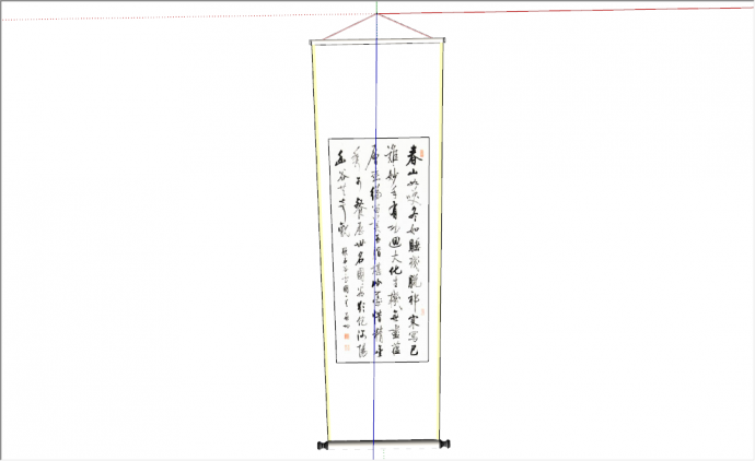 新中式中堂墨宝书法字画挂件su模型_图1