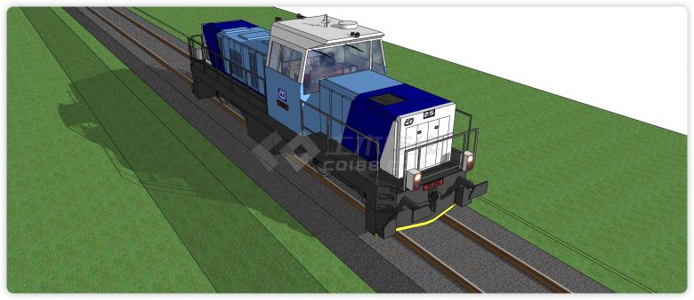 蓝白相间中式火车头su模型-图二