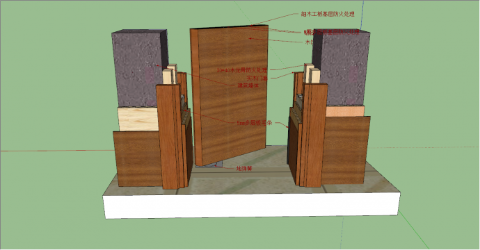 实木套装门解构解析su模型_图1