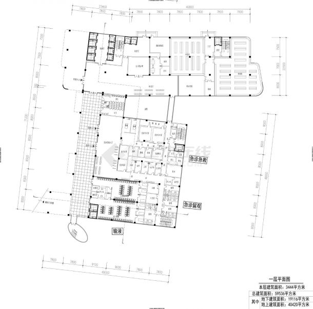 横岗人民医院住院综合楼平面CAD图-图二