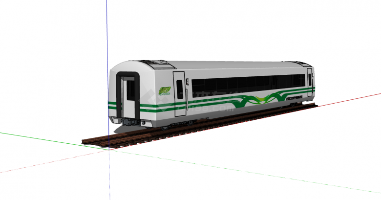 现代灰绿色双门火车厢su模型-图一