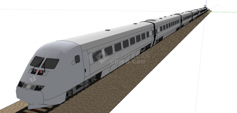 现代白色炫酷高铁列车su模型-图二