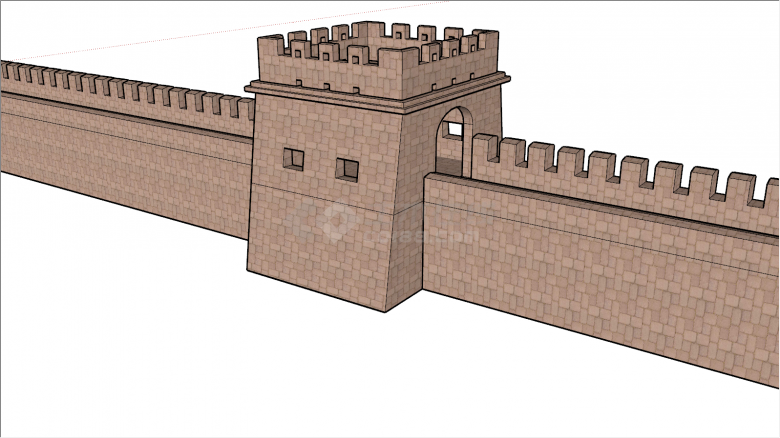 构件和配景su模型中式配景古代城墙-图一