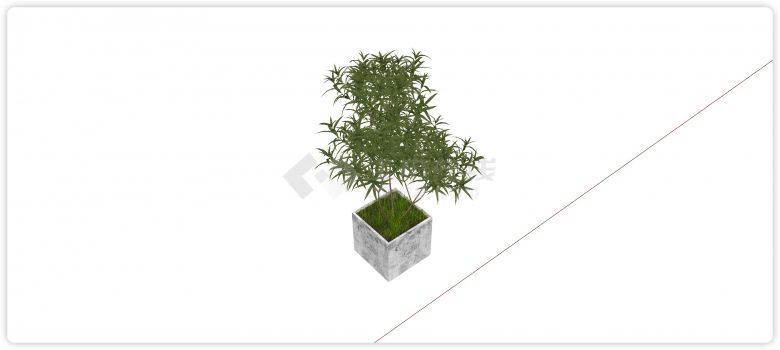 正方体白色黑流沙大理石植物花箱su模型-图二