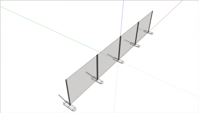 一款灰色的无边框的玻璃栏杆 su模型_图1