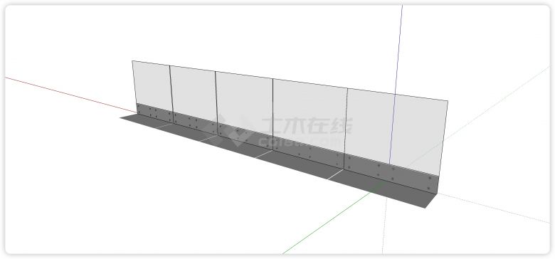 无边地脚固定玻璃栏杆su模型-图二