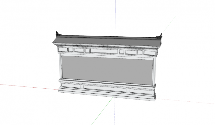 构件和配景su模型景墙中式纯灰色_图1