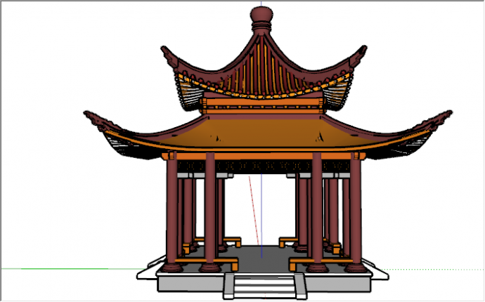 中式古建筑公园石亭凉亭su模型_图1