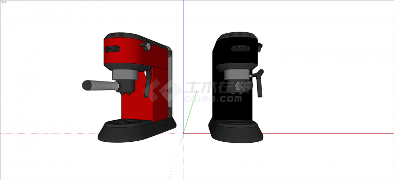 现代黑色红色咖啡机办公器材su模型-图二