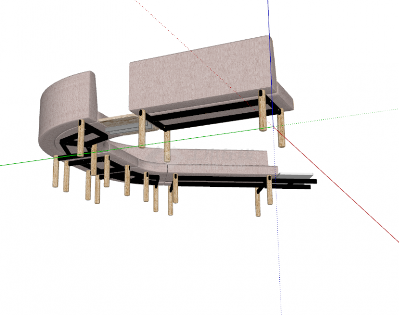米粉色拼接造型沙发 su模型-图二