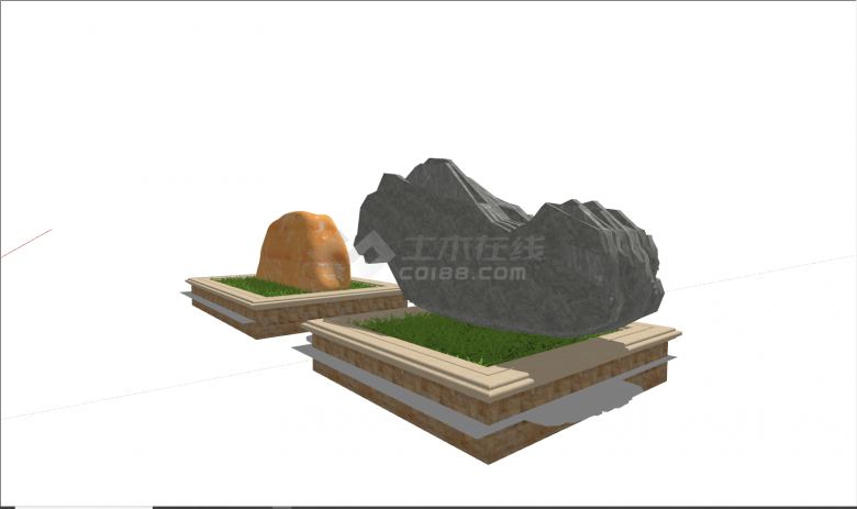 现代两款不同石刻景观su模型-图二