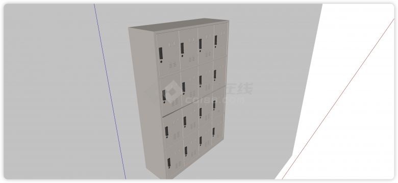 铁制储物柜橱柜文件柜su模型-图二