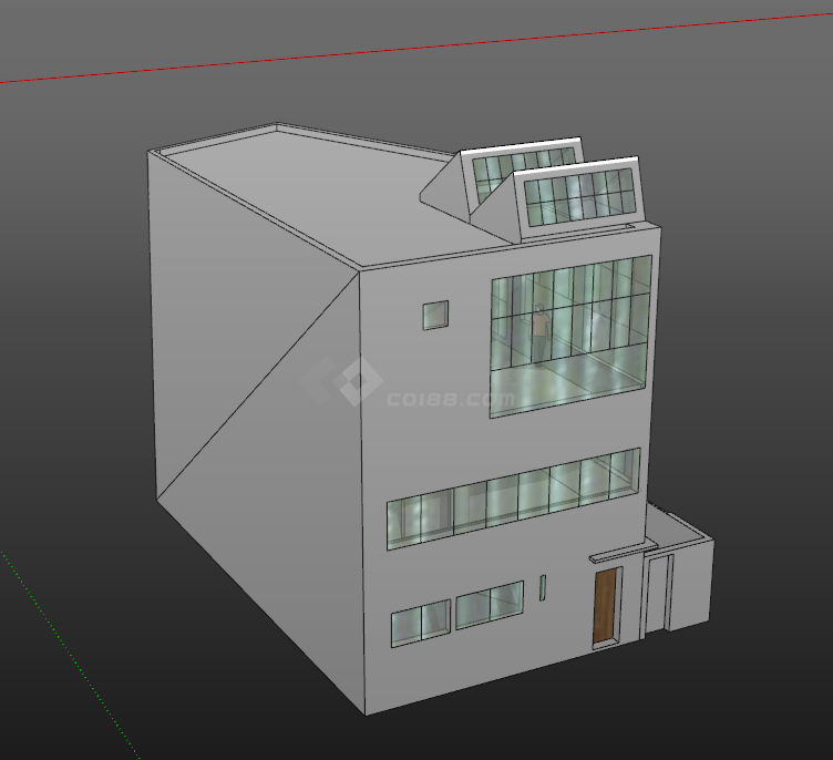 奥泽方工作室及寓所su模型-图二