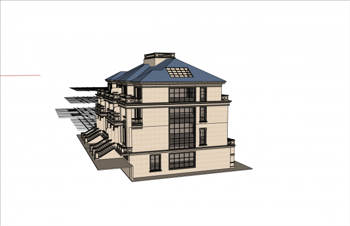 典雅三层欧式风格别墅庭院su模型_图1