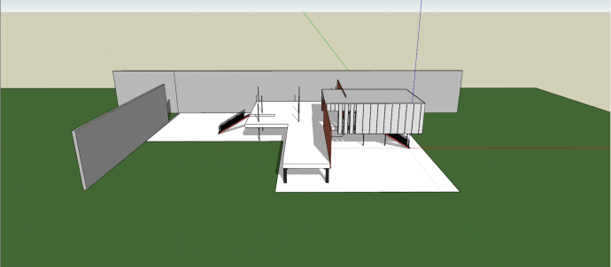 两层棕色木质小屋别墅庭院su模型_图1