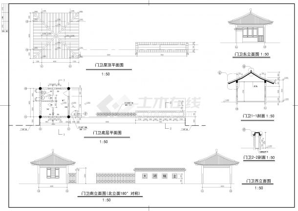 太湖古建筑施工设计图CAD-图一