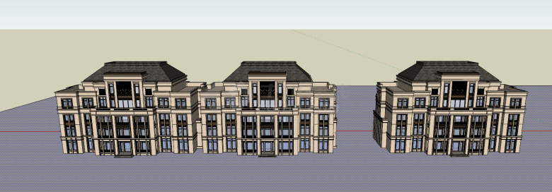 现代古典叠拼别墅建筑su模型-图二