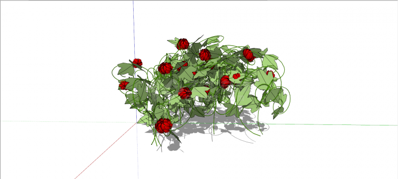 葫芦科红色茅莓花卉灌木su模型-图一