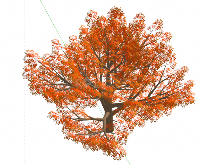 现代超大一颗红色树木su模型-图二
