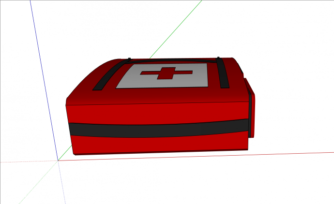 现代红色医疗包医疗器材su模型_图1