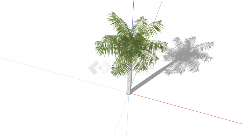 热带树灰色横条花纹树干su模型-图二