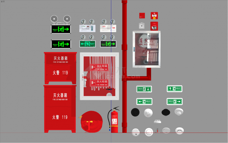 各式各样现代消防器材su模型-图一