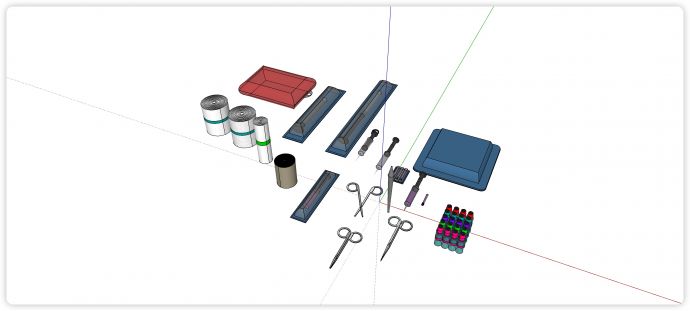 剪刀纱布医疗器械su模型_图1