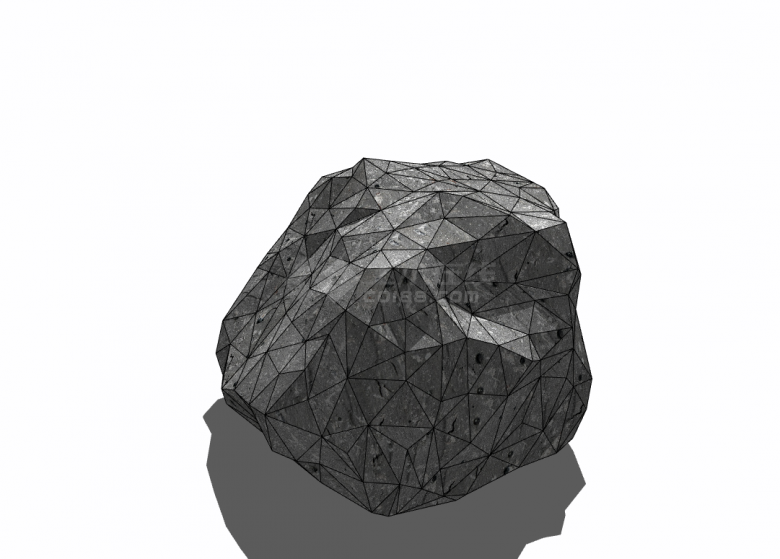 一块灰色的异形的石头su模型-图一