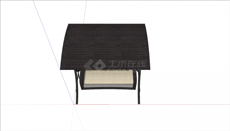 黑色沙发式秋千椅su模型-图二