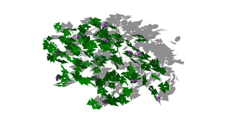 灌木三角形绿叶紫色点缀su模型-图二