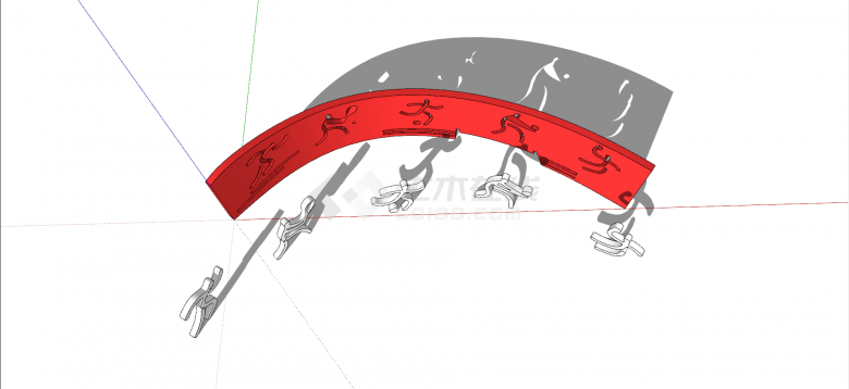红色弧形体育运动现代抽象艺术雕塑su模型-图二
