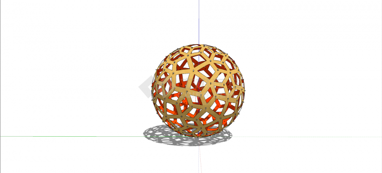 球状木质镂空现代抽象艺术雕塑su模型-图一