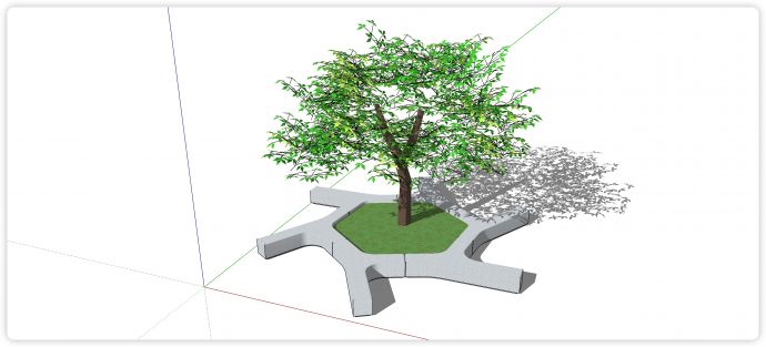 六边射线异形树池座椅su模型_图1