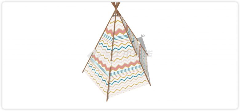 彩色折线图案儿童帐篷su模型-图二