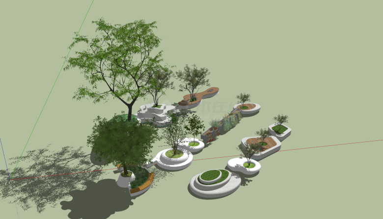 现代异形树池多样式组合su模型-图二