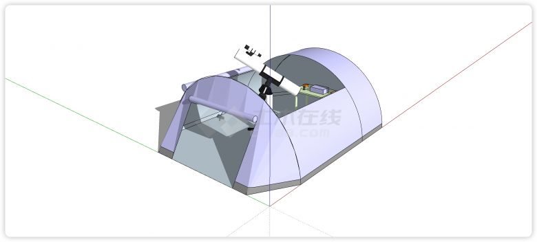 紫色天文望远镜帐篷su模型-图一