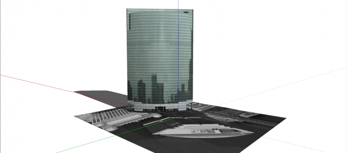 弧形玻璃高层办公楼su模型_图1