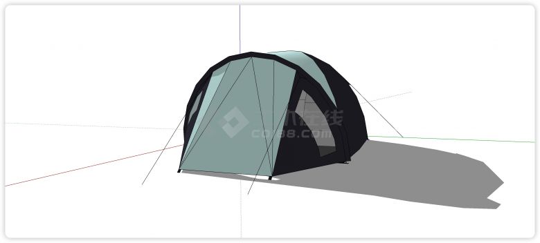 黑色蓝色配色拱形顶帐篷su模型-图二