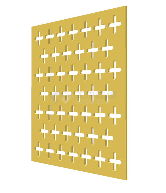金色铝制板穿孔板造型su模型-图二