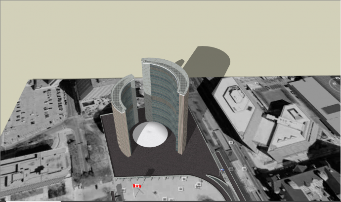 现代圆弧形办公楼白色顶棚su模型_图1