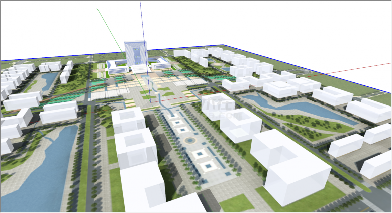 高层设计方案带绿化商业中心su模型-图二