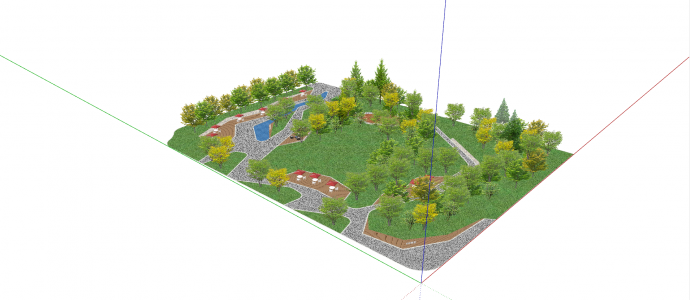 现代公园带绿化景观SU模型_图1
