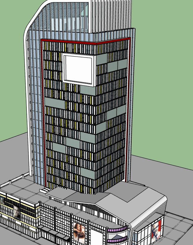 现代高层商厦办公楼设计su模型_图1