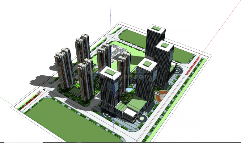 现代商业办公公寓综合项目su模型-图二