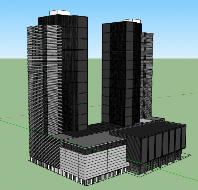 灰色高级玻璃商业建模su模型_图1