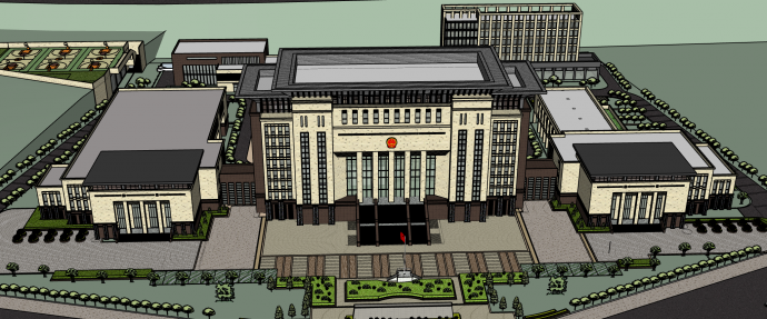 国家行政办公楼su模型_图1