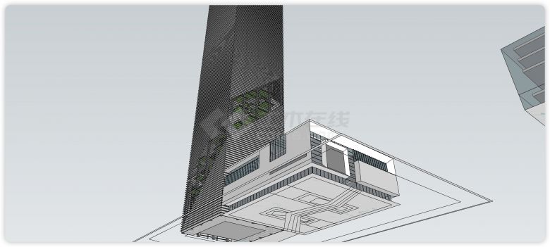 横线钢结构主体设计高层设计方案su模型-图二