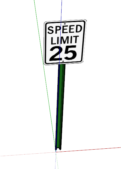 简约绿色英文交通路标指示标识牌su模型-图二